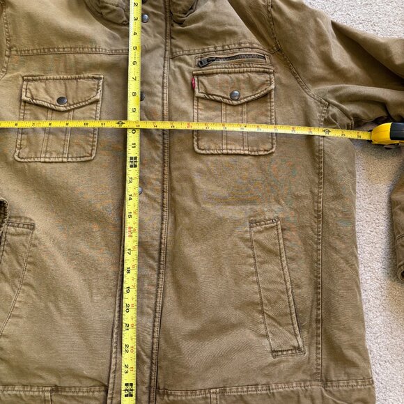 Levi Canvas Coat Men's Size XL Quilt Lined Military Chore Brown RN54163 - Picture 2 of 8